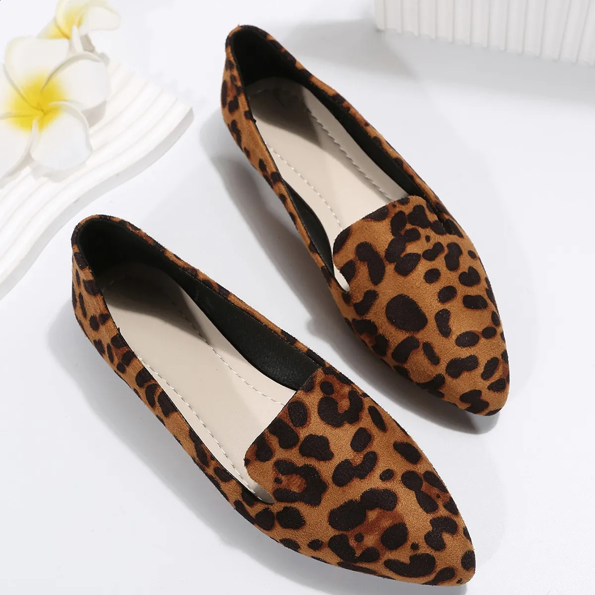BCEBYL Loafers Flats Leopard Pointed Toe Casual Women Shoes Comfortable Walking Mujer Zapatos Wear-resisting 250122