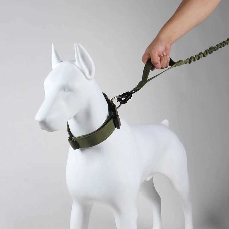 Dog Collar Leash Set Nylon Tactical Dog Collars Rugged Durable Zinc Alloy Buckle Thicken Soft Lining Collar For Medium Big DogsXJ250218