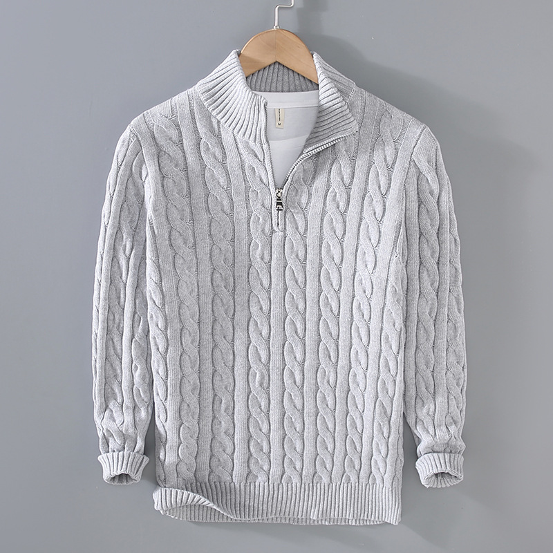 Men Long Sleeve Casual Thickening Warm Jumper Sweaters Men Fashion Twist Style Pullover High Neck Zipper Sweater Tops Plus Size XXXL Knitwear