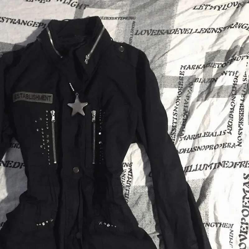 American Vintage Y2k Aesthetic Star Zipper Hoodies Fashion Haruku Slim Coats Ins Grunge Pleated Jackets Streetwear