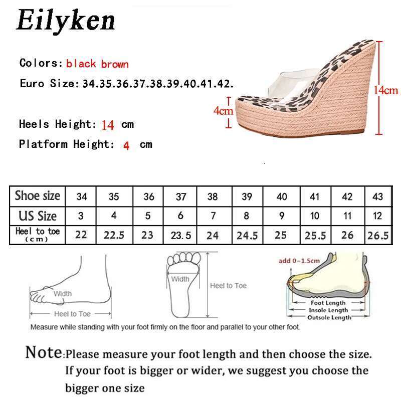 PVC Transparent Peep Toe Leopard Grain Platform Wedges Slippers Sandals Women Fashion High Heels Female Shoes