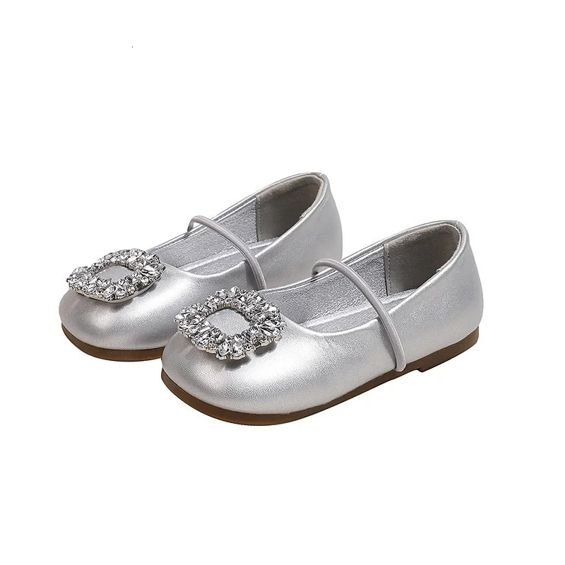 Girls Princess Leather Shoes Rhinestone Kids Ballet Shoes Fashion Shallow Non-slip Childrens Flats for Party Wedding 250219