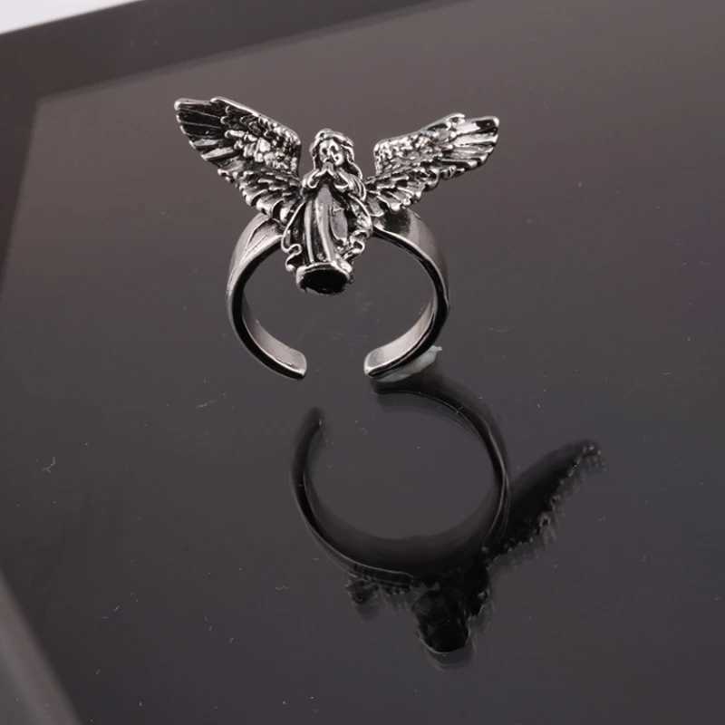 Vintage Angel Wings Rings for Men Women Antique Silver Color Opening Adjustable Natural Design Ring Jewelry GiftXJ250219