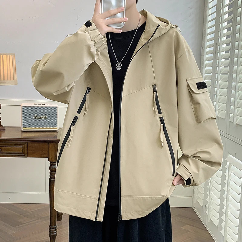 Autumn Mens Jacket Korean Fashion Casual Hooded Coat Spring Wearresistant Outdoor Jackets Street Trend Large Size M8XL 250210