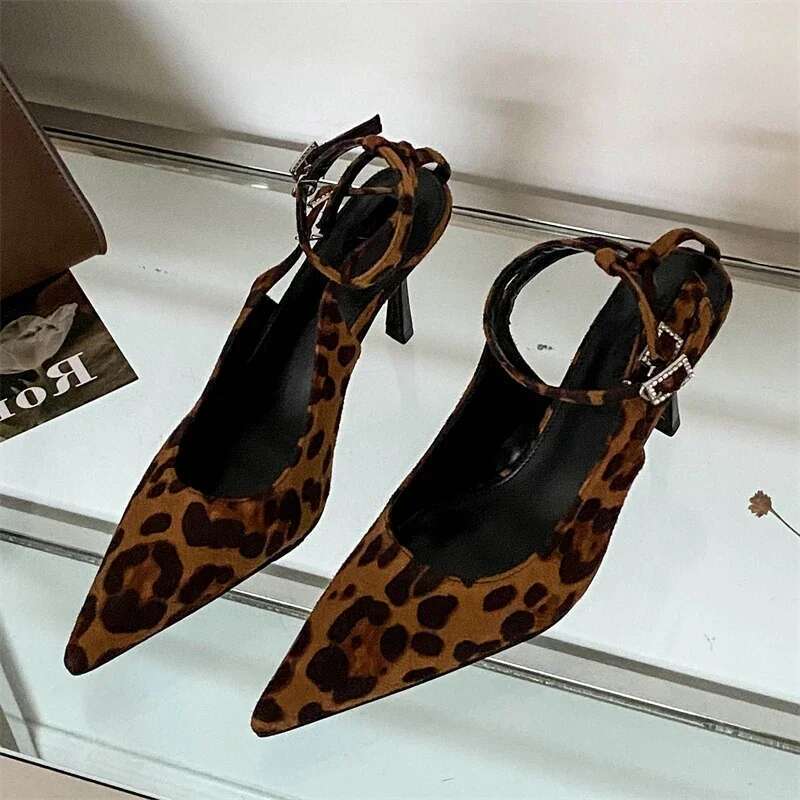 Design Style Elegant Thin High Heels Women Pumps Sexy Buckle Strap Pointed Toe Banquet Prom Sandals Shoes