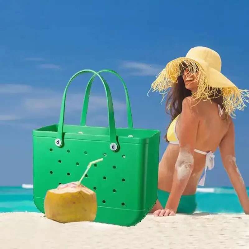 L Sac Summer EVA Waterproof Travel Storage Basket Large Rubber Shoulder Handbag Women Shopping Beach Jelly Tote Bag