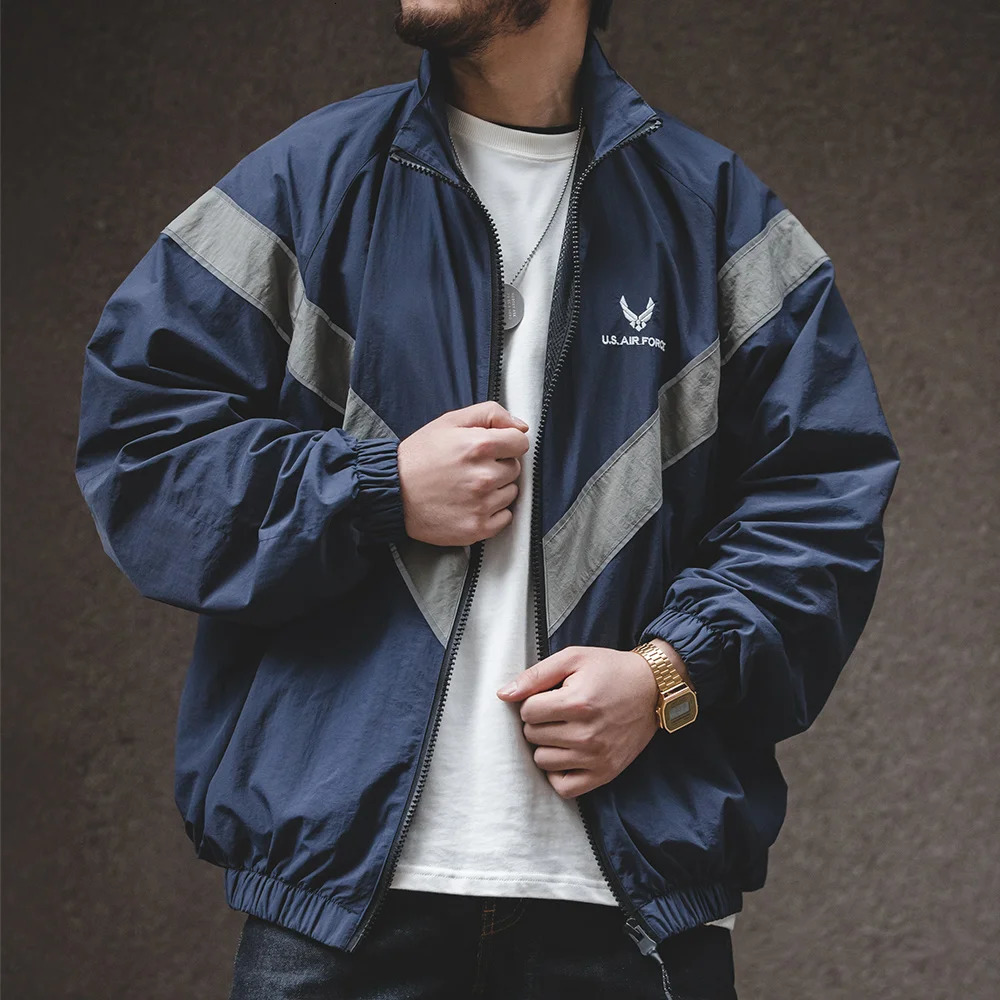 Maden ARMY Reflective Hooded Contrasting Color Bomber Jacket Sports Quickdrying Loose IPFU Training Suit for Mens Daily 250214