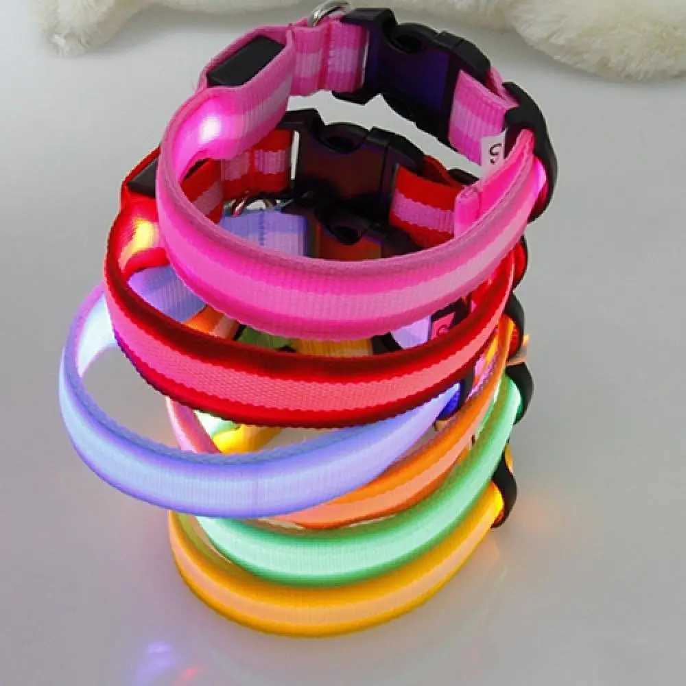 LED Dog Anti-lost Collar Glowing Luminous LED Light Pet Collar For Small Medium Large Dogs Collars Leads Safety Necklace W250219