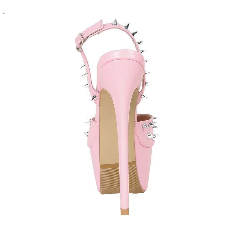 Sexy Peep Pole Dance High Heels Women Sandals Fashion Rivet Platform Open Toe Buckle Strap Party Shoes