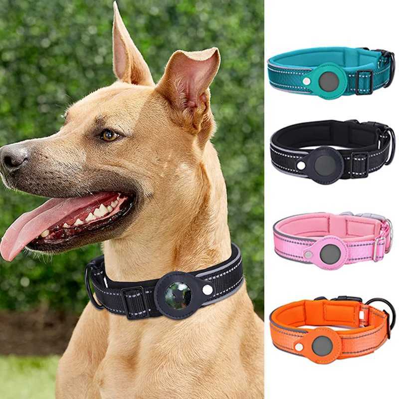 Anti-Lost Dog Collar Waterproof Airtag Protective Case Reflective Pet Necklace for French Bulldog Pitbull Large Dog Accesories 250205