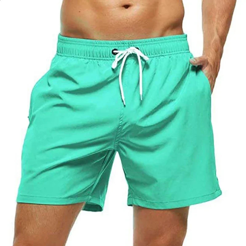 Mens Swim Trunks Summer Swimming Board Shorts Quick Dry Beach with Side Pockets and Mesh Lining Swimwear Bathing Suit 250217