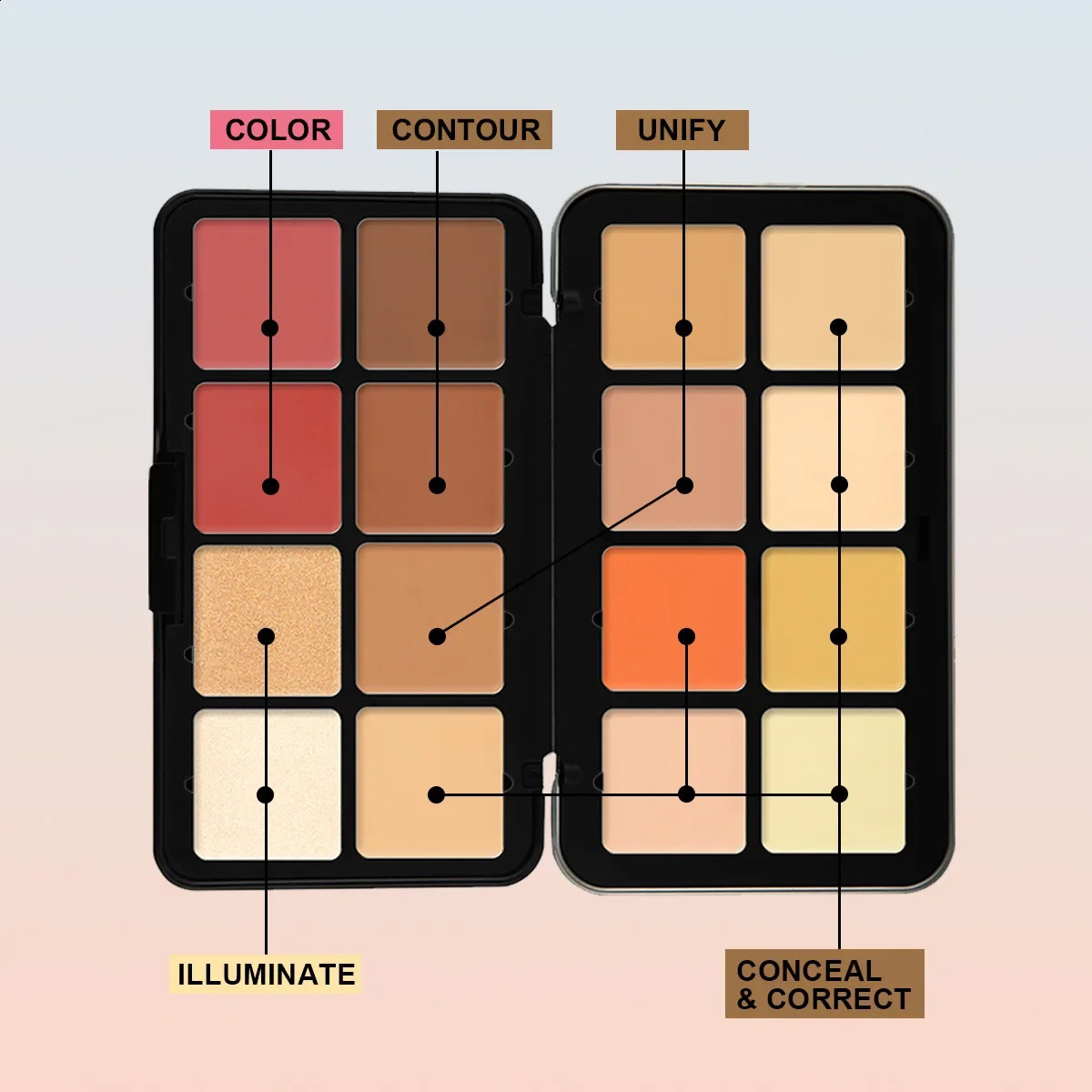 16-Color Iron Box Concealer Plate Natural Non-Stuck Powder Multi-Purpose Matte Highlight Concealer Blush Palette Bronzer 250214