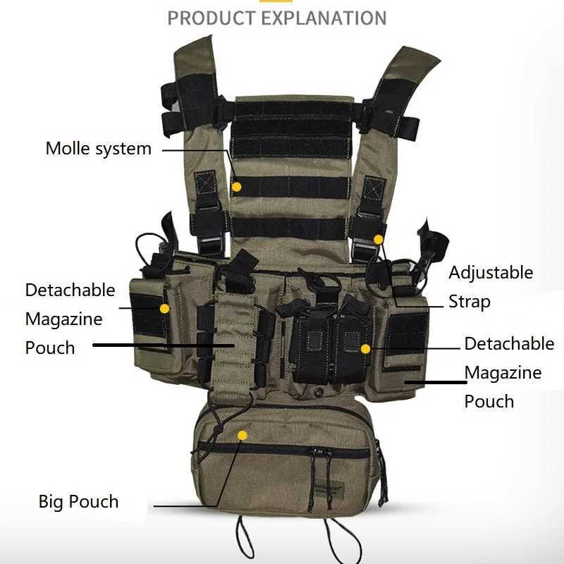 Combat Tactical MolLE Vest Ammo D3 Chest Rig REMovabLE Hunting Airsoft Paintball Gear Vest With AK 47/74 Magazine PouchXJ250219