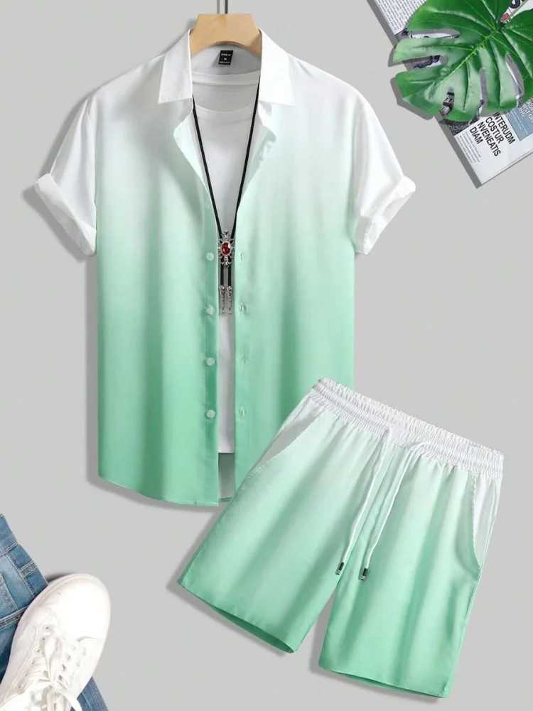 2025 New Mens Short Sleeve Shirt And Shorts Set Summer Daily Fashion Mens Short Sleeves Urban Street Mens Casual ShortsXJ250218
