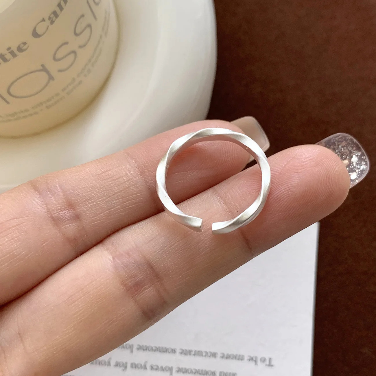 F.I.N.S Pure S999 Sterling Silver Mobius Ring Twist Matte Open Adjustable Index Mid Couple Finger Minimalist Fine Jewelry 250213