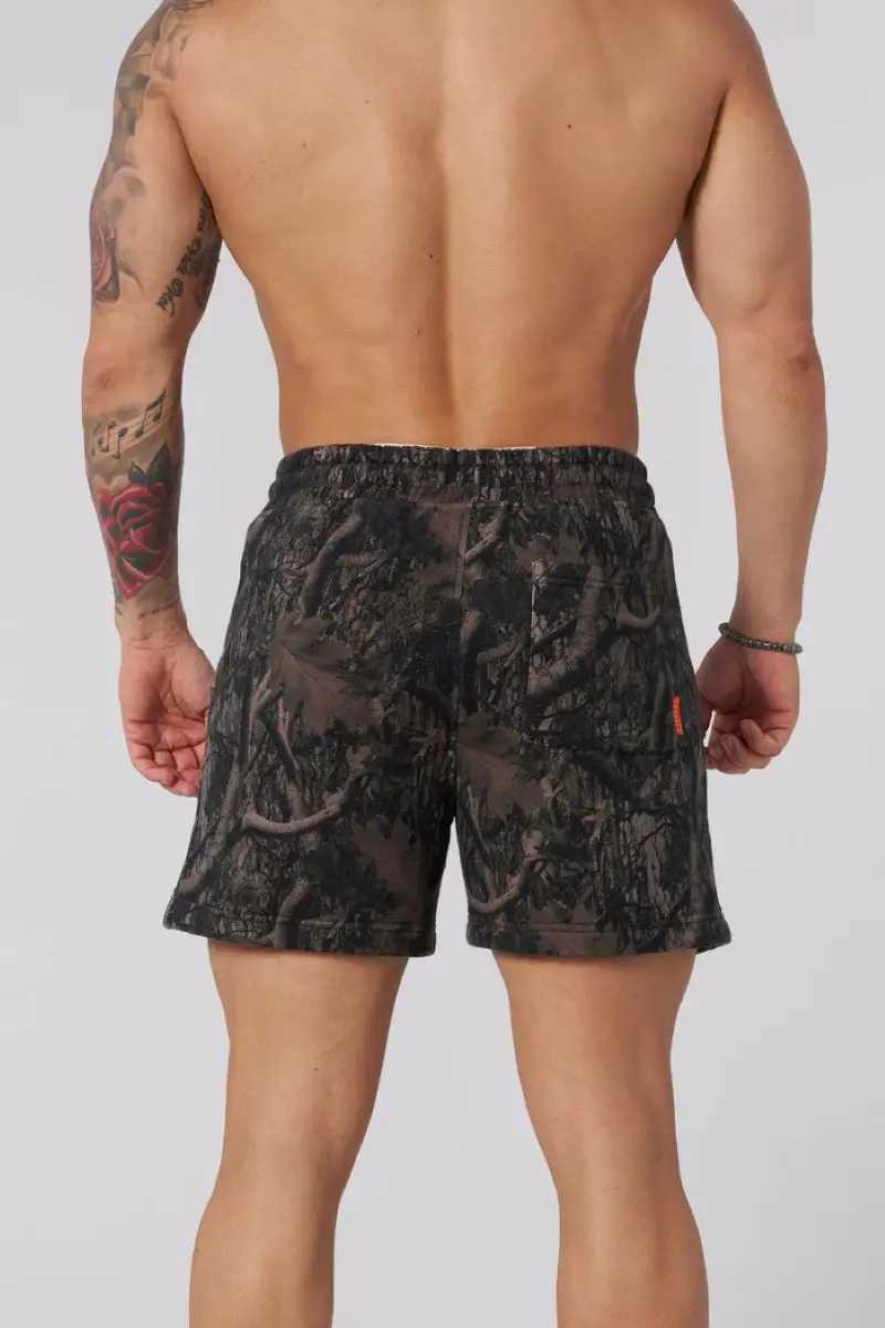 Men's Shorts American New Withered Leaf Style Shorts Mens Casual Camouflage Summer Retro Letters Stretch Loose Gym Sweatpants Beach Pants z250219