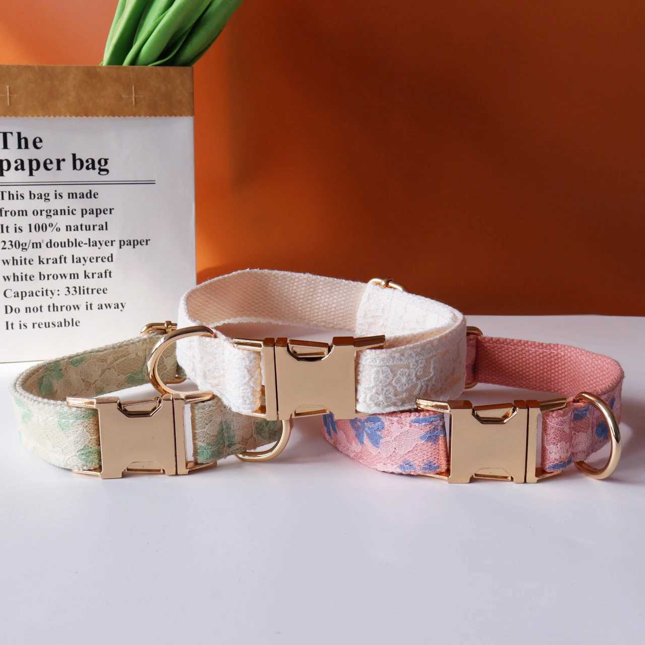 Personalized ID Lace Wedding Dog Collar Luxury Designer Rope Bow Customized Metal Soft Adjustable Pet Collar Get Married PartyXJ250218