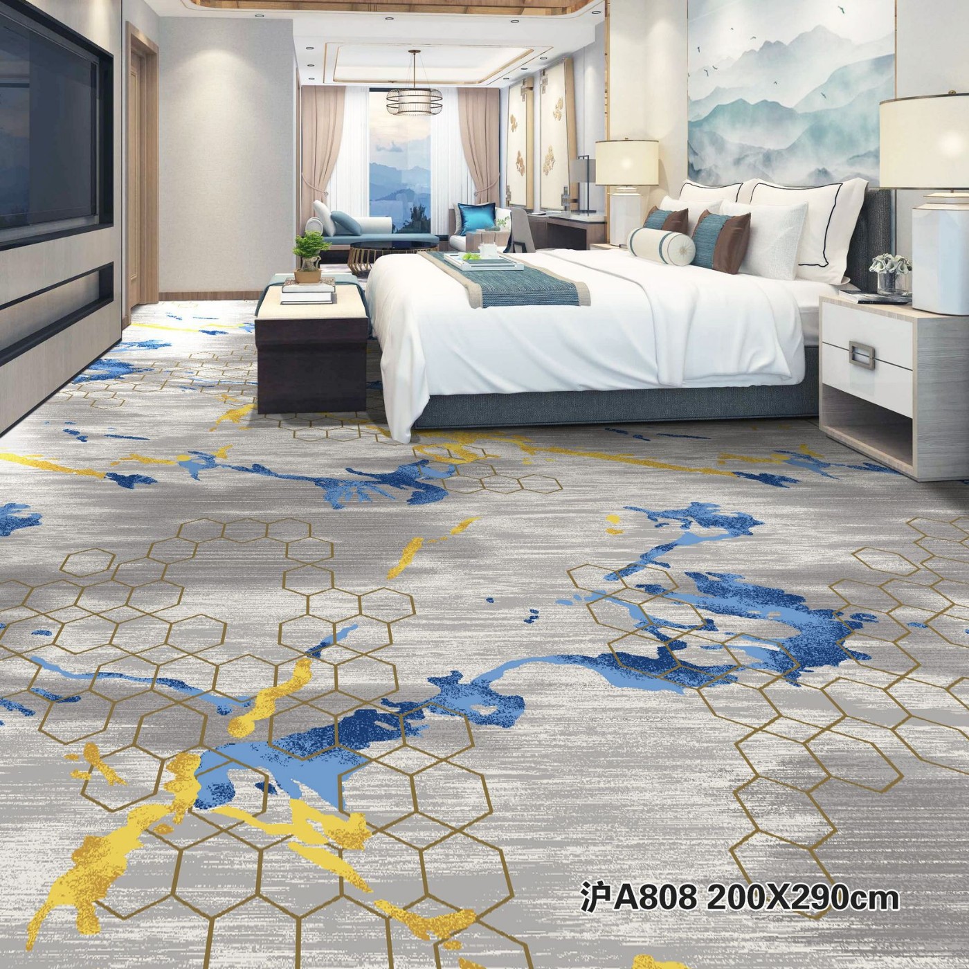Hotel Corridors, Printed Carpets, Beauty Salons, Conference Rooms, Hotels Fully Covered with Soundproof Commercial Carpets