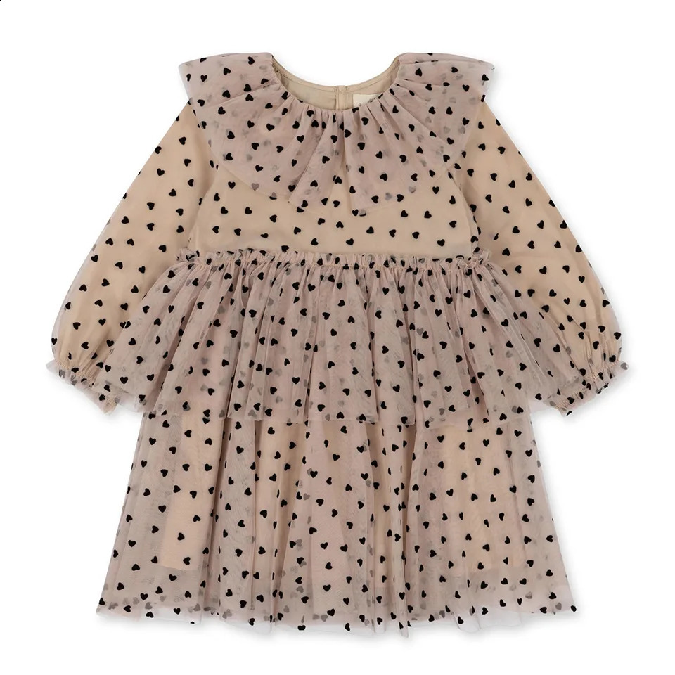 KS Spring Baby Girls Cotton Mesh Dress Skirt Kids Clothes Girls Dresses Infant Children Christmas Party Long Sleeve Dresses 250219
