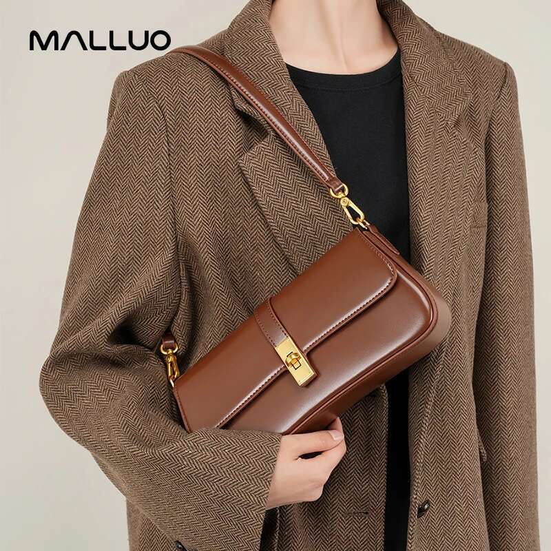 Women Cowhide Split Leather Handbag Ladies High Quality Commuter Shoulder Bags Female Designer Retro Crossbody Bag Purse