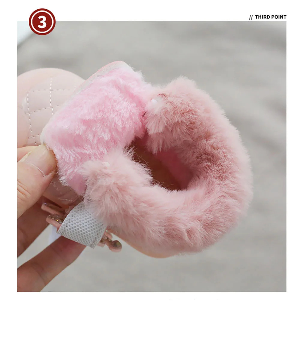Winter Plush Toddler Shoes For Baby Girls Rhinestone Butterfly Princess First Step Footwear Thick Warm Cotton Shoes For Infant 250219