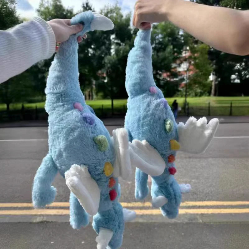 Sky Blue Dragon Loong Plush Toy Stuffed Giant Fantastic Cartoon TV White Wings Animal Plushie Soft Fluffy Gift 250219