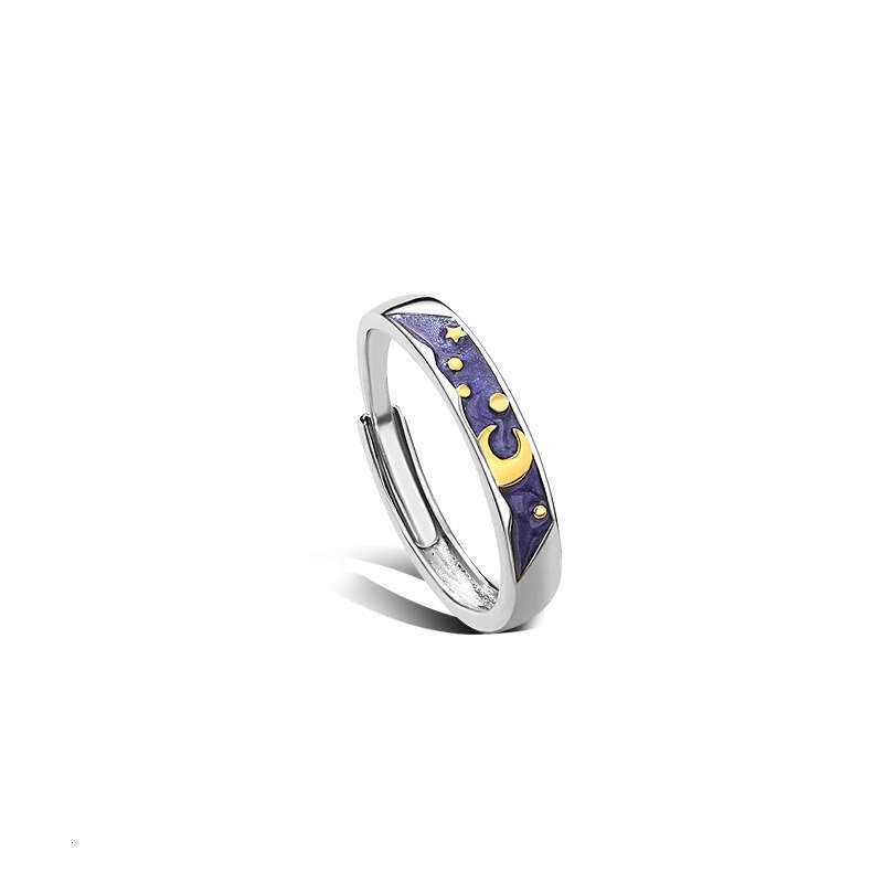 Day night longing couple ring, pure silver pair men women, sun and moon rings, niche birthday gift for girlfriend