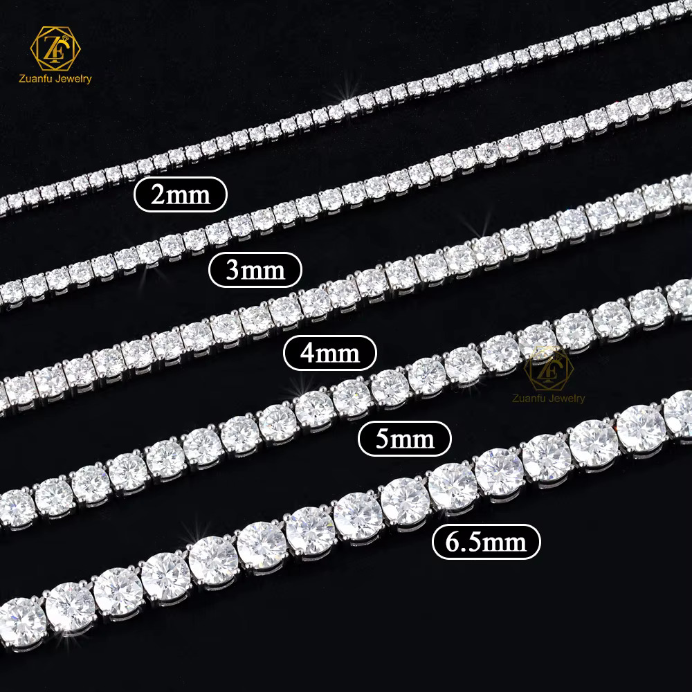 Sterg Sier VVS Moissanite Tennis Chain Pass Dia Tester 2MM 3MM 4MM 5MM GRA Certificate Hip Hop Fine Chains Necklace