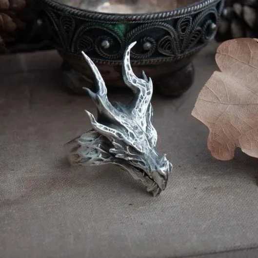 Personality Punk Magic Dragon Head Opening Adjustable Ring for Mens Fashion Dragon Rings Hip Hop Jewelry Accessories GiftsXJ250219