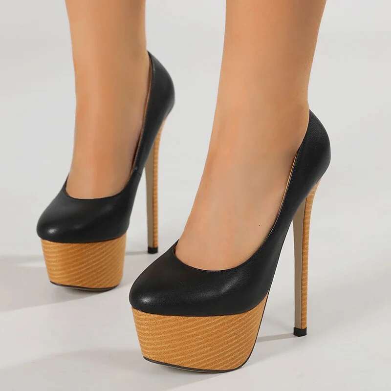 Sexy Chunky Platform Round Toe Women Pumps Fashion Shallow Extreme Stiletto High Heels Banquet Prom Ladies Shoes