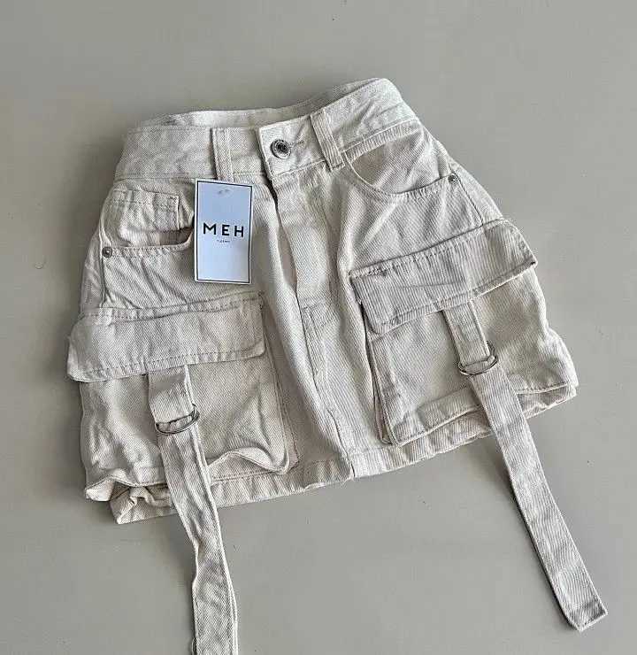 Retro Blue Multi Pocket Denim Shorts Womens Y2K Short Skirt Fashion Gothic Cargo Baggy Denim Shorts High Waist Slim Mini Skirt W250219