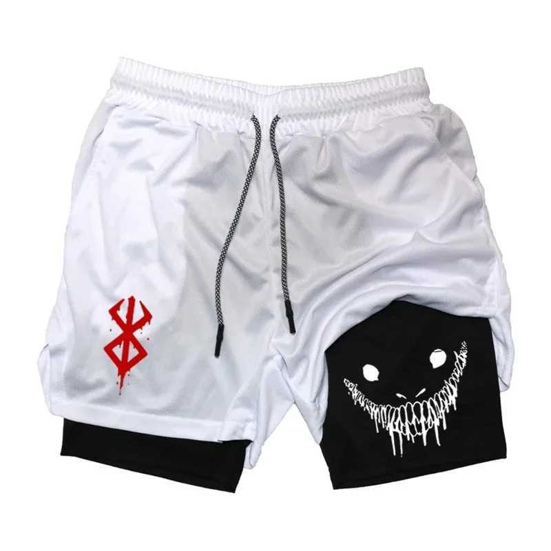 MenS 2-In-Sports Shorts Anime Fitness Training Running Quick Dry Shorts Y2k Summer Fashion Beach Jogging Breathable Shorts W250219