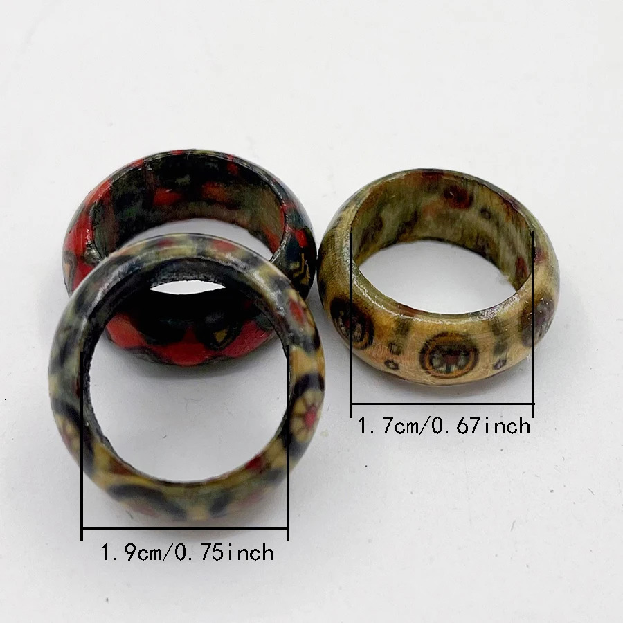 50/100Pcs Vintage African Totem Wood Neutral Ring Ethnic Style Mixed Payment Multi Piece Set Finger Accessories Jewelry Gifts 250218