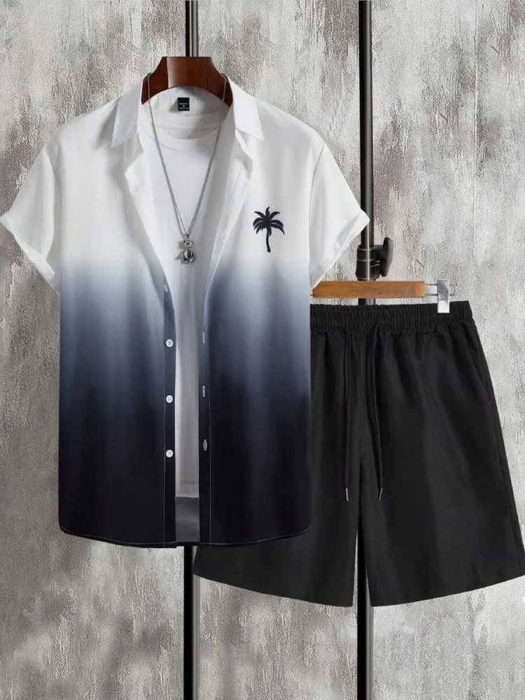 2025 New Mens Short Sleeve Shirt And Shorts Set Summer Daily Fashion Mens Short Sleeves Urban Street Mens Casual ShortsXJ250218