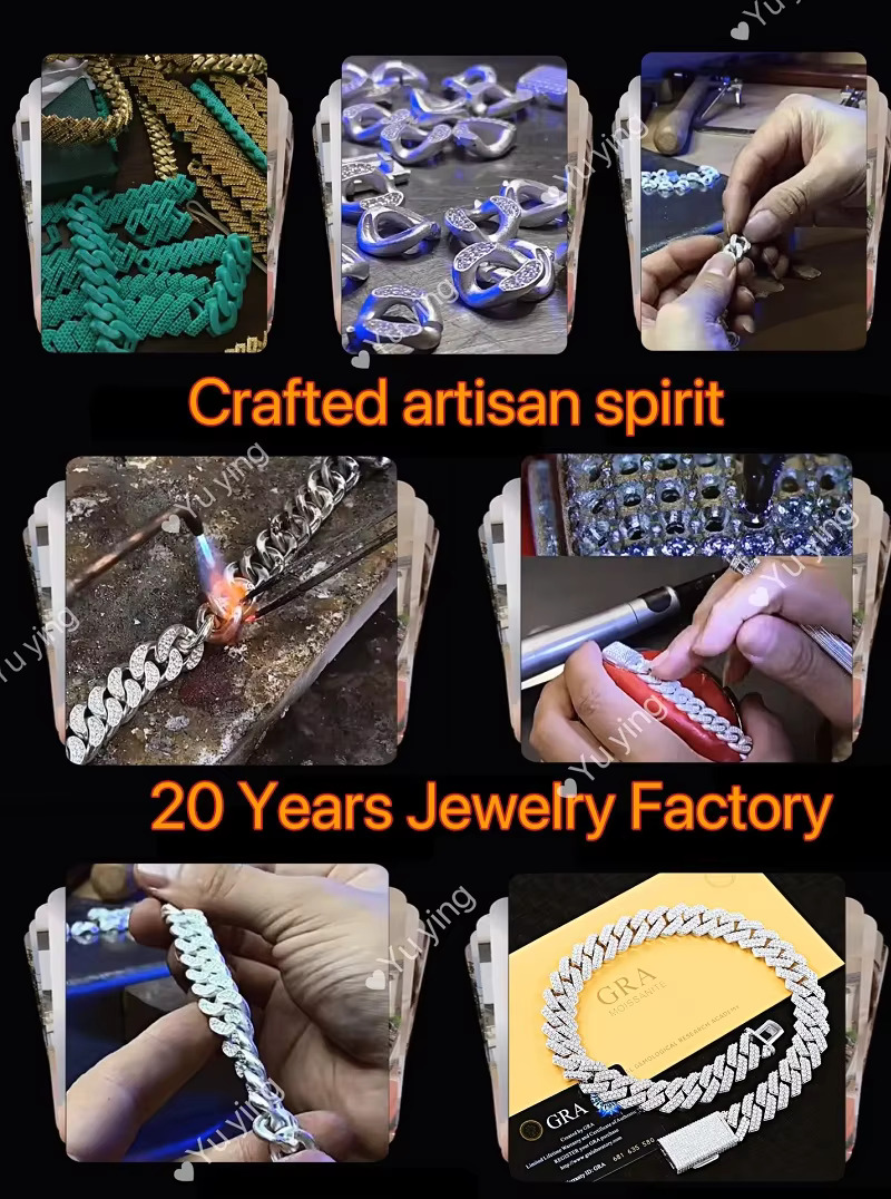 New Arrival Rapper's Hip Hop Jewelry 22mm Sterg Sier 5 Rows VVS Moissanite Iced Out Thick Cuban k Chain Necklace
