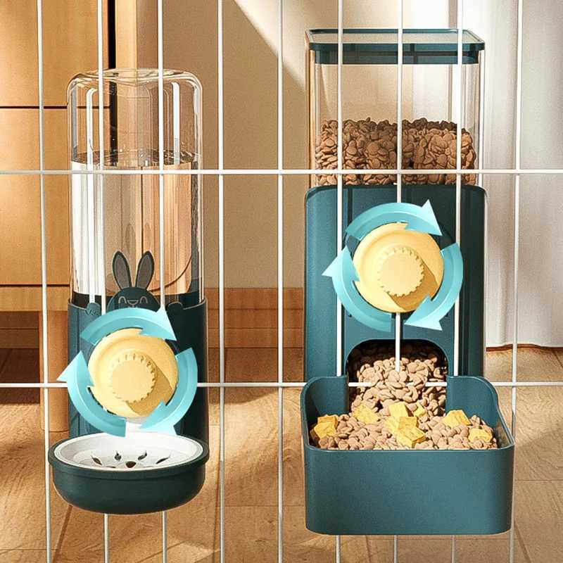 Dog Feeders HOOPET Automatic Pet Bowls Cage Hanging Feeder Dog Water Bottle Food Container Dispenser Bowl for Puppy Cats Pet Feeding Product H250218