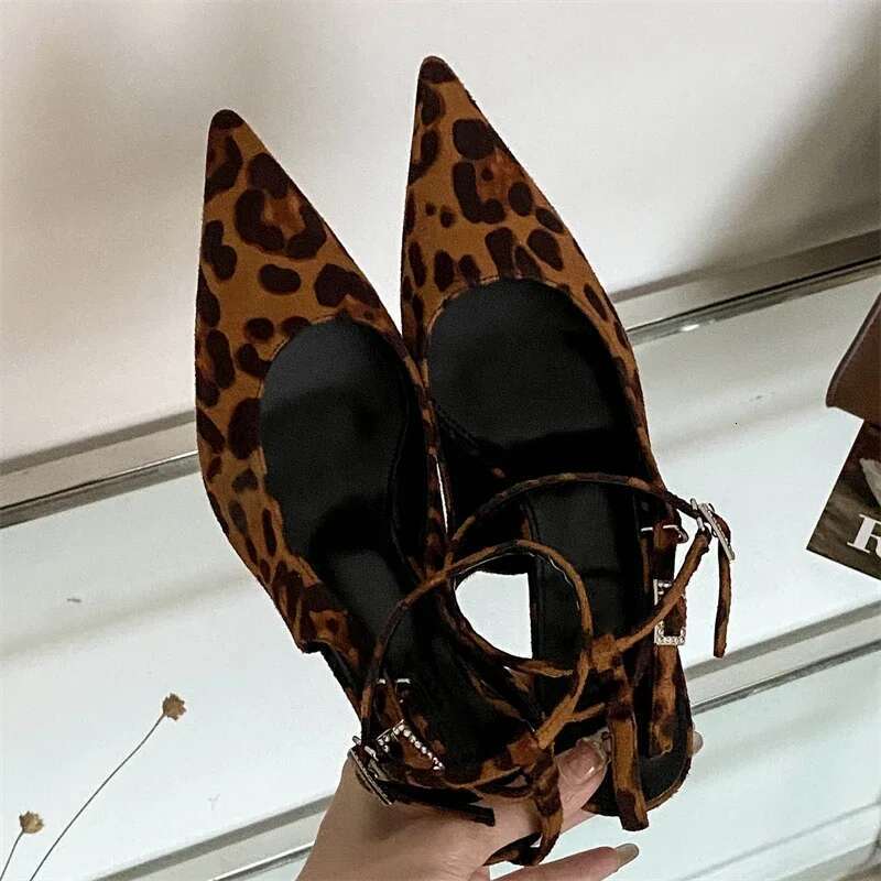 Design Style Elegant Thin High Heels Women Pumps Sexy Buckle Strap Pointed Toe Banquet Prom Sandals Shoes