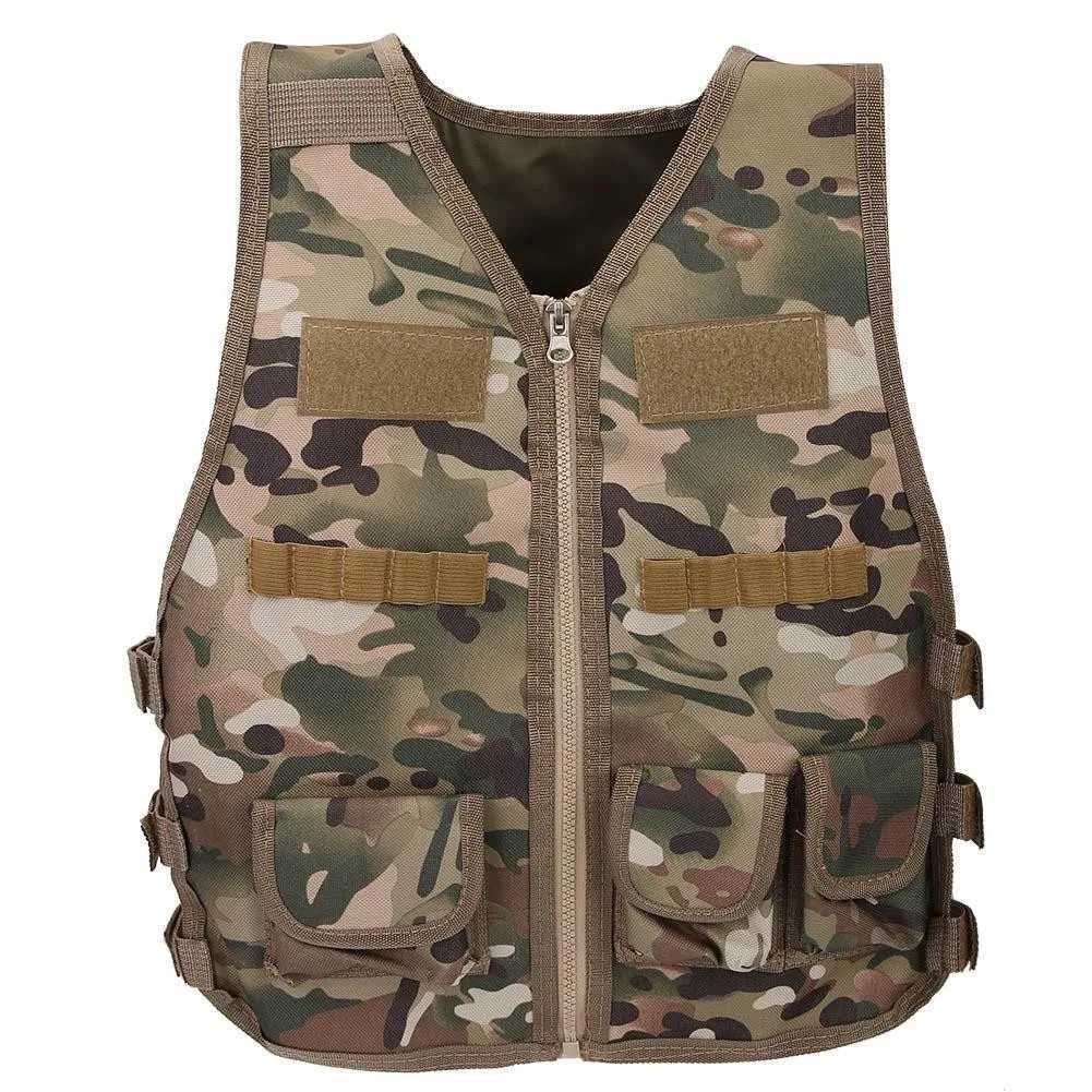 Children Combat Vest Kids Camouflage Multiple Pockets Hunting CS Shooting Jacket Hunting Tactical Waistcoat Training GearXJ250219