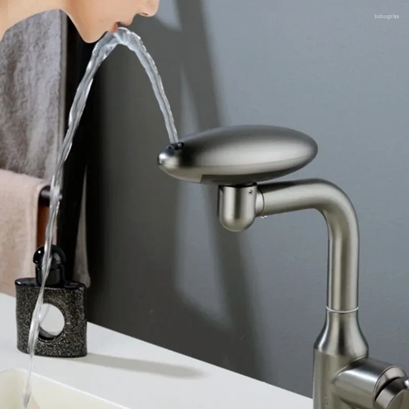 Bathroom Sink Faucets Multi Function Waterfall Basin Faucet 4-mode Flow Type Spray 360 ° Rotation Single Cooling