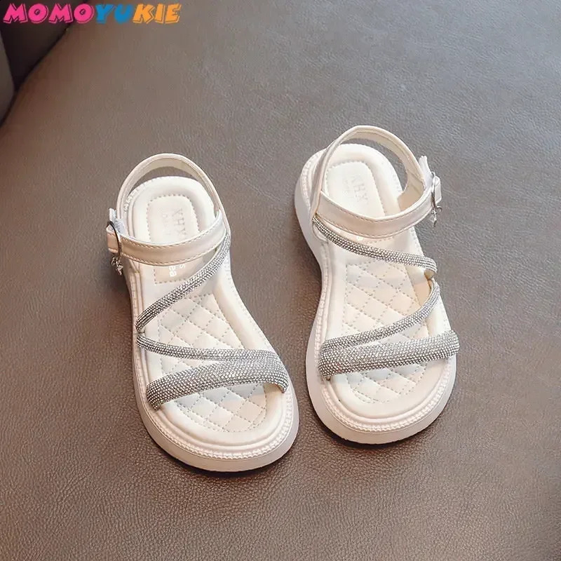 Summer Baby Kid Flats Fashion Party Dress Beach Shoes Outdoor Toddler Rhinestone Soft Sole Girls Princess Sandals Versatile 250219