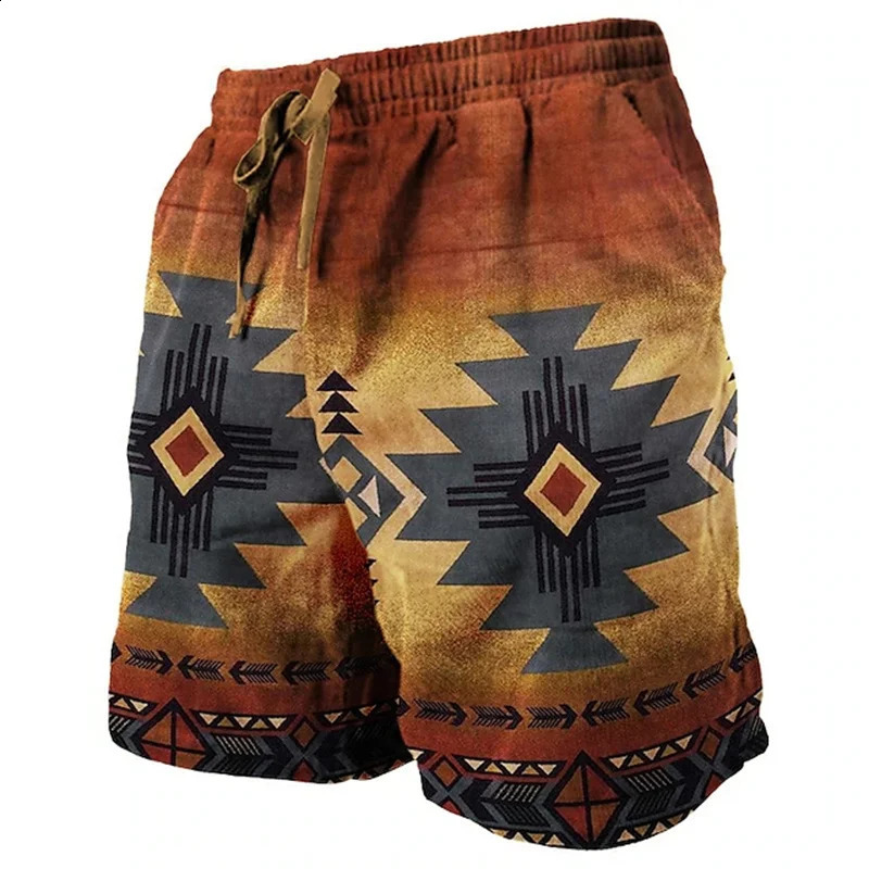 Ethnic Totem 3D Printed Mens Beach Pants Summer Breathable Shorts Fitness Street Large Size Drawstring 250217