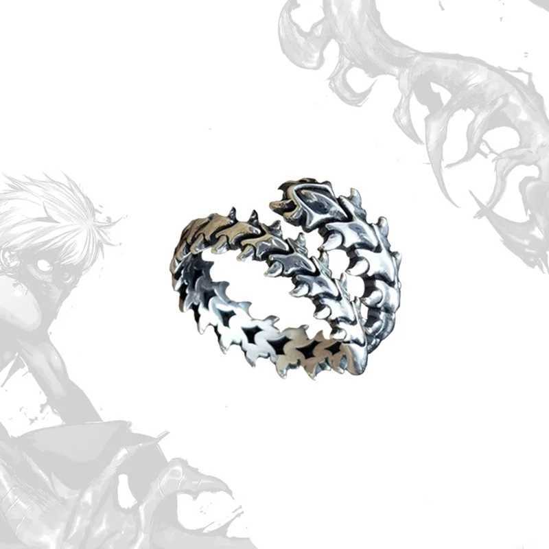 2022 New In Fashion Mens Euro American Alloy Ring Retro Geometric Spine Adjustable Ring Halloween Jewelry Party GiftXJ250219