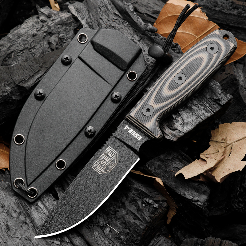 Factory Price H2371 ESEE 4 Survival Straight Knife 1095 High Carbon Steel Blade Full Tang G10 Handle Outdoor Camping Hunting Fixed Blade Knives