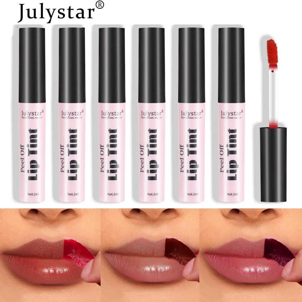 Julystar Peeling Liquid lipstick 6 Color Waterproof Lasting Matte lipstick Glossy Moisturizing lipstick Tear off Lipgloss CosmeticsW250219