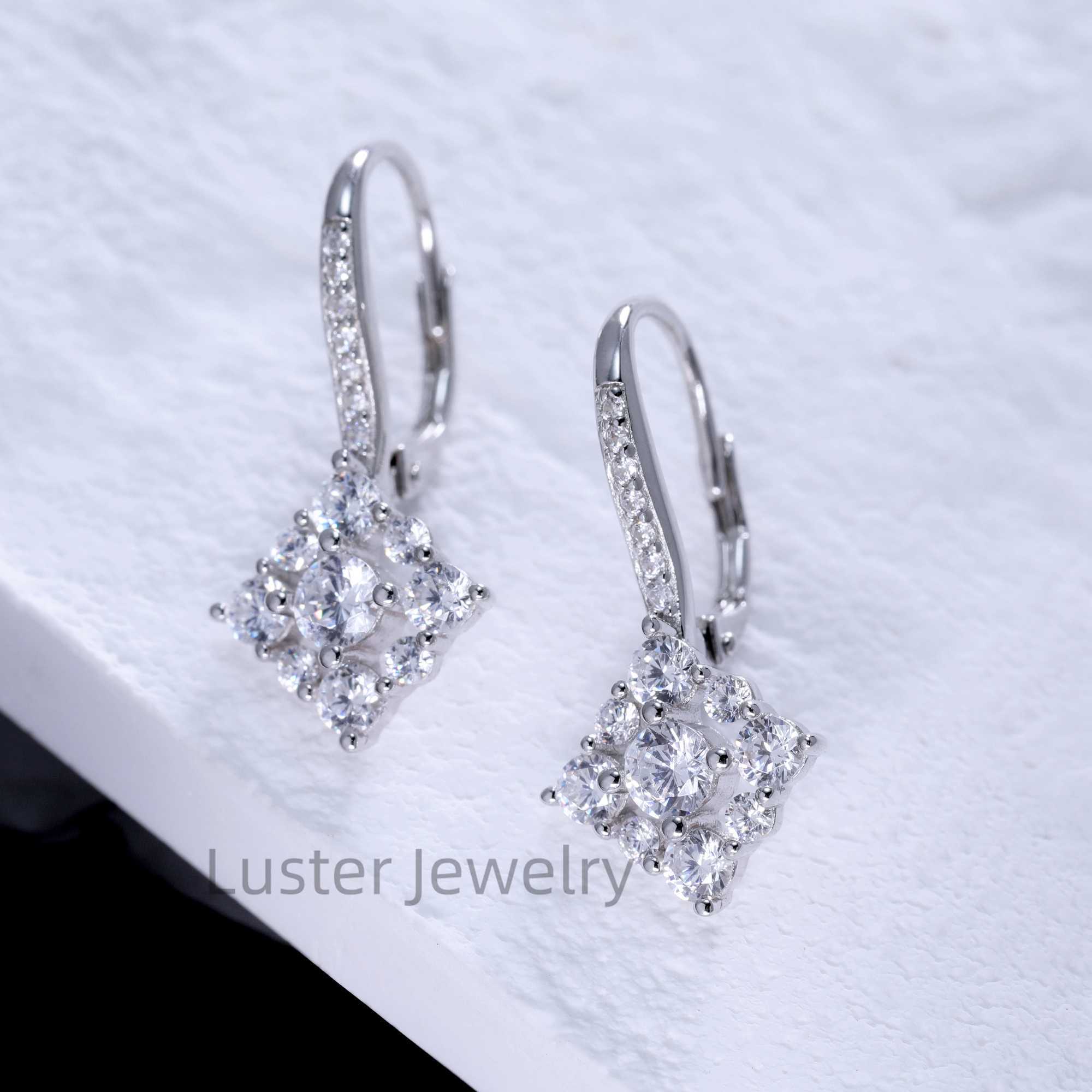Luster Beautiful Womens 925 Silver Round Brilliant Cut Moissanite Pendant Hoop Earrings Moissanite for Engagement