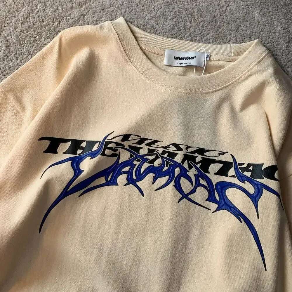 American Vintage Letter Print Graphic T-shirt Men and Women Summer Relaxed Couple Casual Hip Hop Short Sleeve Top y2k