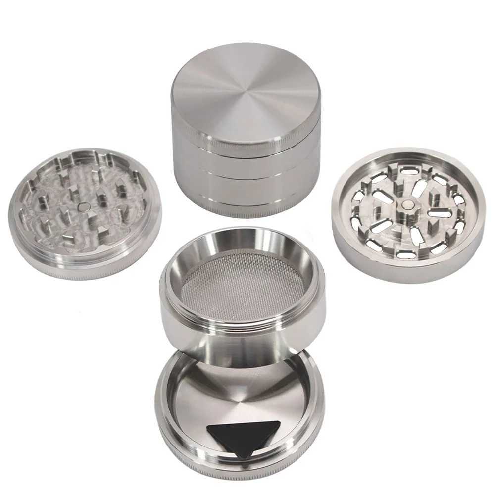 High Quality Pure Color Stainless Steel Herb Grinder 64MM Diamond Teeth Heavy Sturdy Metal Herbal Herb Tobacco Grinder With Pollen Catcher T250218