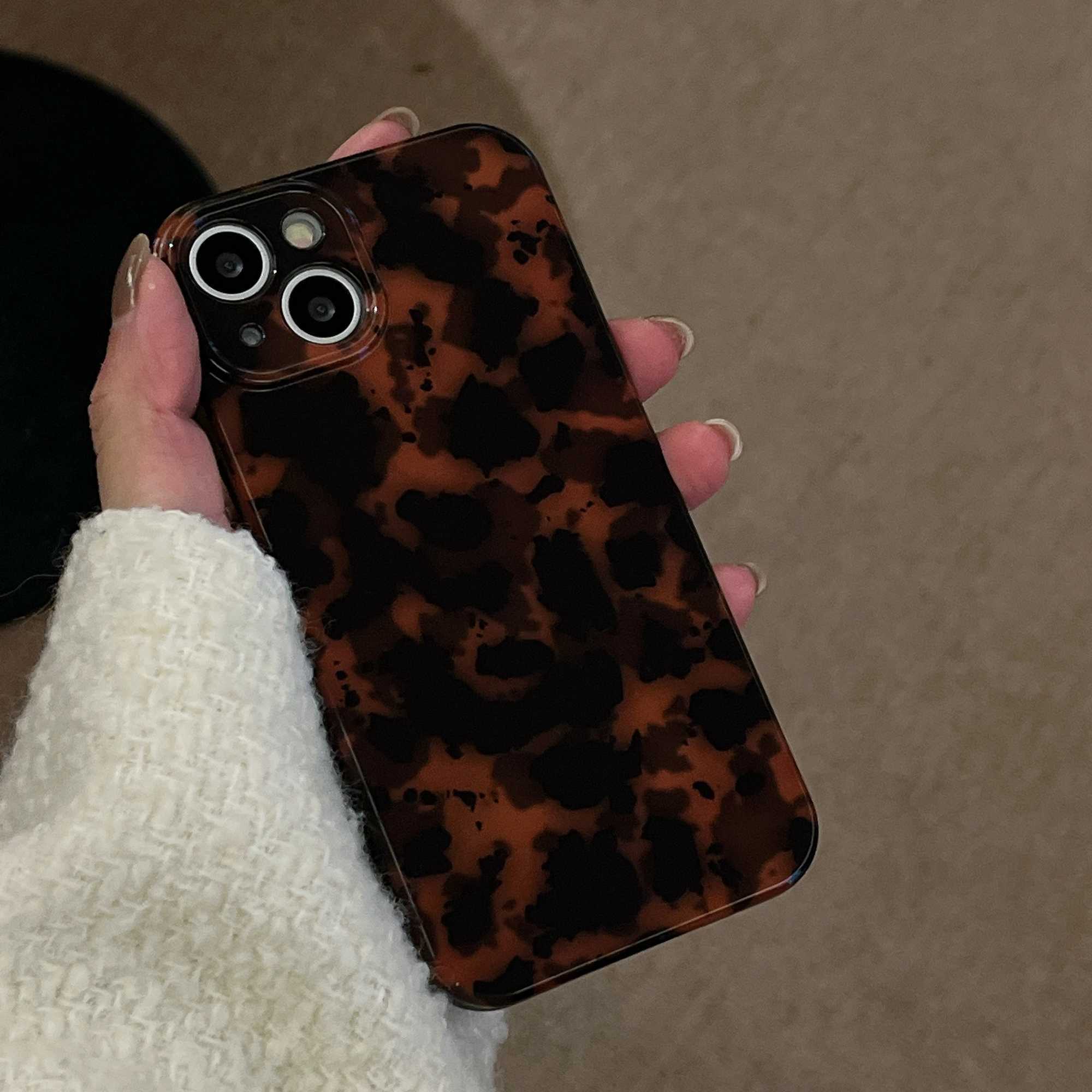 New Arrival Stylish Dark Color Tortoiseshell Amber Soft Glossy Cover Case for iPhone 16 15 14 13 12 11 Pro Max Plus O250219