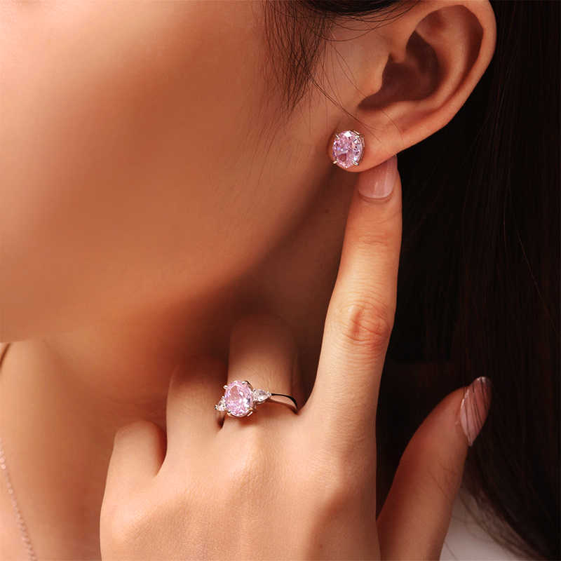 Luster Jewelry Soild Silver 4.5ct Light Luxury Wedding Moissanite Women Earrings With pink Diamond