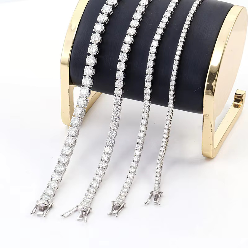 Hip Hop Iced Out Fine Jewelry Necklace Women Men Sterg Sier 2MM 3MM 4MM 5MM Moissanite Vvs Dia Tennis Chain